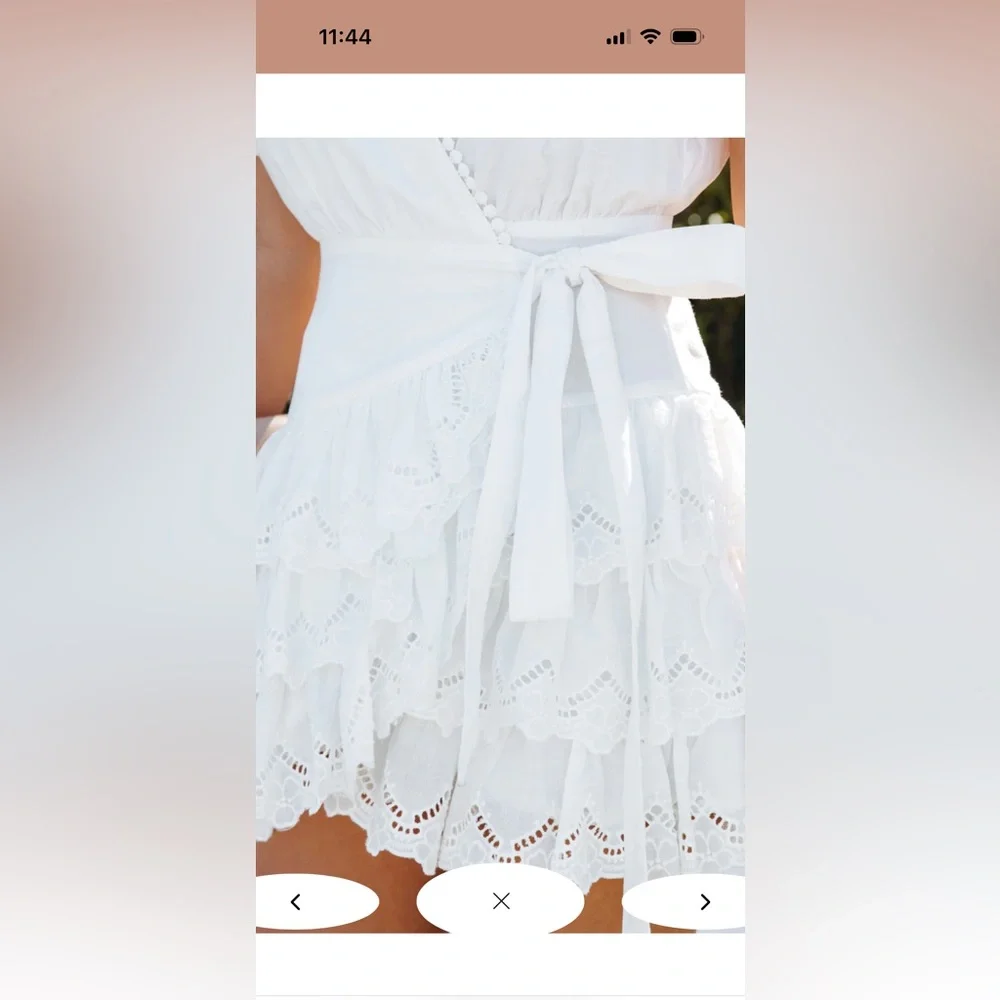 COTTON EYELET WRAP DRESS - OFF WHITE - Picture 4 of 7